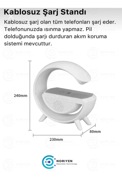 Bt 2301 Torled Kablosuz Masaüstü Hoparlörü Şarj Standı Çalar Saat Radyo Alarm G Şekil Müzik Makinesi - 5