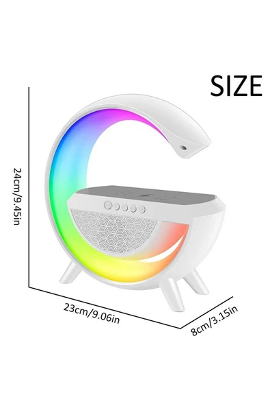G Bluetooth Hoparlör 15w Kablosuz Hızlı Şarj / Alarm / Çalar Saat / Gece Lambası / Ambiyans Led Işık - 6