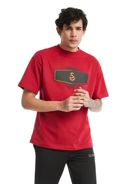 Galatasaray Orijinal Lisanslı GS Logo Kırmızı Erkek T-Shirt - Resim 3
