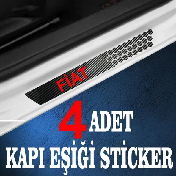 İndispensableyl Fiat uyumlu özel Oto Kapı eşikleri Sticker Karbon 4 Adet - 3