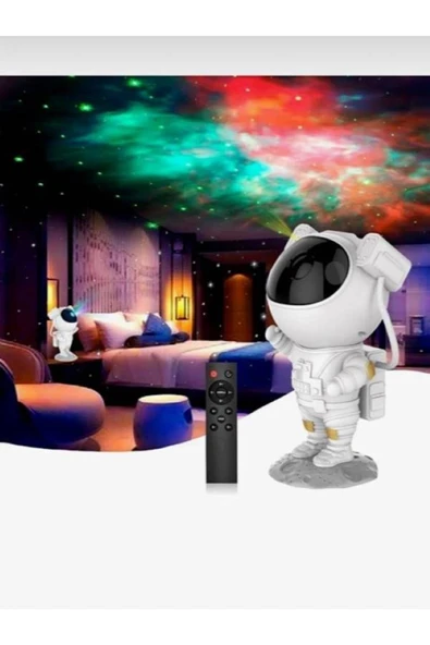 Yeni Bluetooth Bağlantılı Müzikli Yıldız Astronot Işıklı Galaksi Samanyolu Projeksiyon Gece Lambası - 2