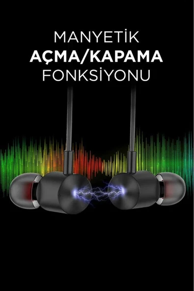 Tb-06 Siyah Şarjlı Kablosuz Sporcu Bluetooth Kulaklık Boyundan Kulaklık - Resim 3