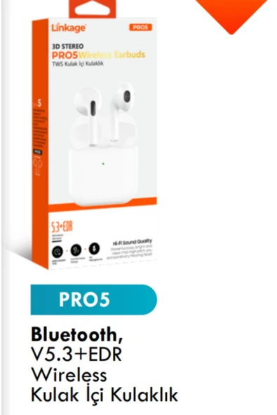 Pro 5 Bluetooth 5.3 Versiyon Edr Wireless Kulak Içi Kulaklık ürün görseli 1