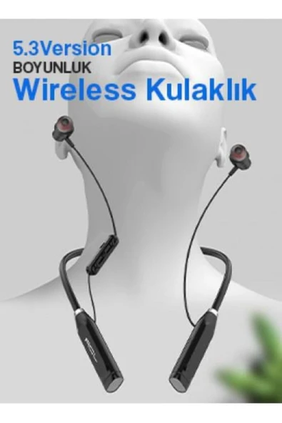 Wireless Neckband Sport Headset Boyunluk Kulaklık - Resim 3