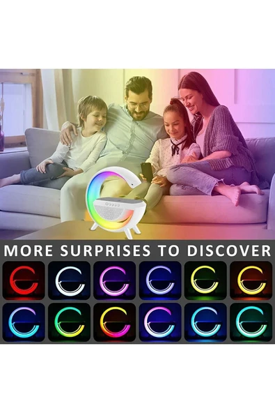 G Bluetooth Hoparlör 15w Kablosuz Hızlı Şarj / Alarm / Çalar Saat / Gece Lambası / Ambiyans Led Işık - 7