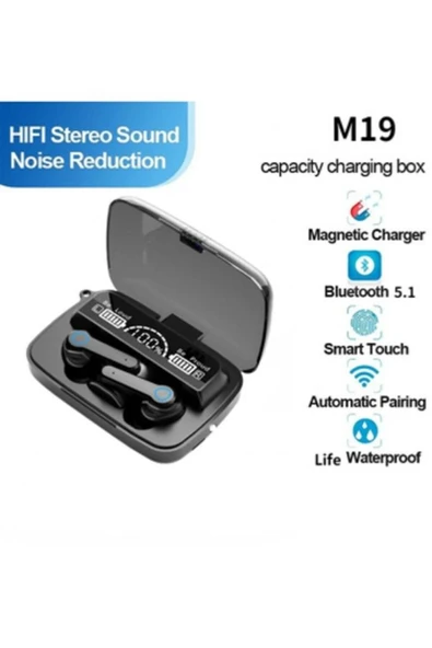 M19 Siyah 5.0 Bluetooth Kulak İçi Kulaklık - Resim 2