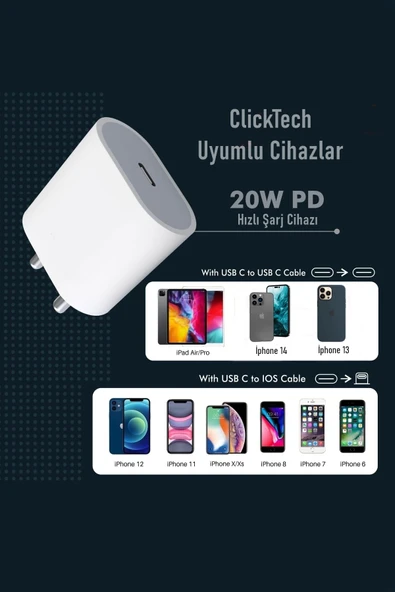 iPhone Tüm Serilerle Uyumlu Hızlı Şarj Aleti Adaptör Kablo Plus 7 8 X 11 12 13 14 Pro Max Turbo şarz - 5