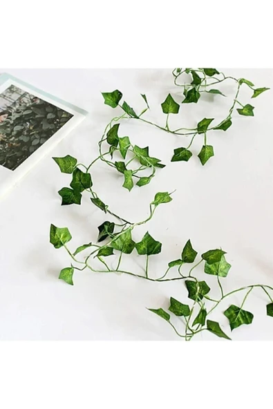Dekoratif Yeşil Yapraklı 230 Cm Yapay Sarmaşık Ve 300 Cm Peri Led Pembe Renk - Resim 7