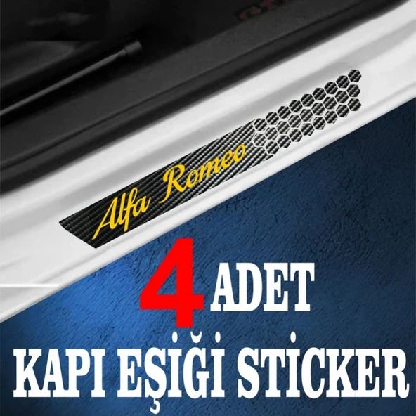 İndispensableyl Alfa Romeo uyumlu özel Oto Kapı eşikleri Sticker Karbon 4 Adet - 2