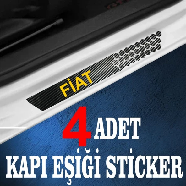 İndispensableyl Fiat uyumlu özel Oto Kapı eşikleri Sticker Karbon 4 Adet - 2
