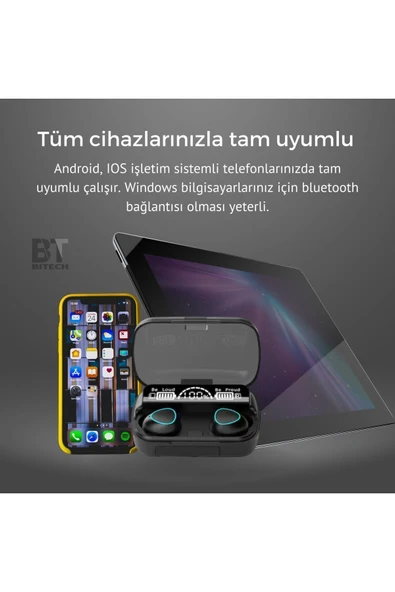 M10 Earbuds Powerbanklı Şarj göstergeli Bluetooth Kulak içi Tws kablosuz kulaklık headphones 5.1 - Resim 7