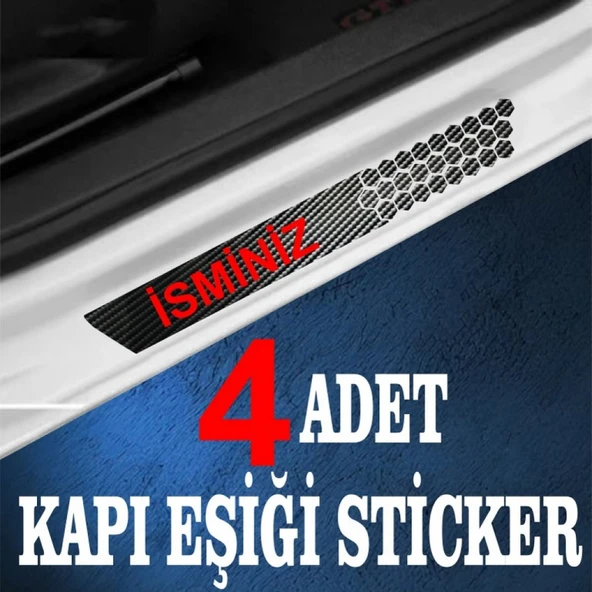 İndispensableyl İsminize özel Oto Kapı eşikleri Sticker Karbon 4 Adet - 3