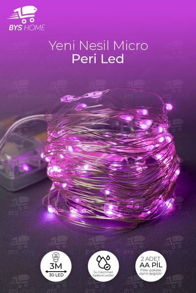 Dekoratif Yeşil Yapraklı 230 Cm Yapay Sarmaşık Ve 300 Cm Peri Led Pembe Renk - Resim 2