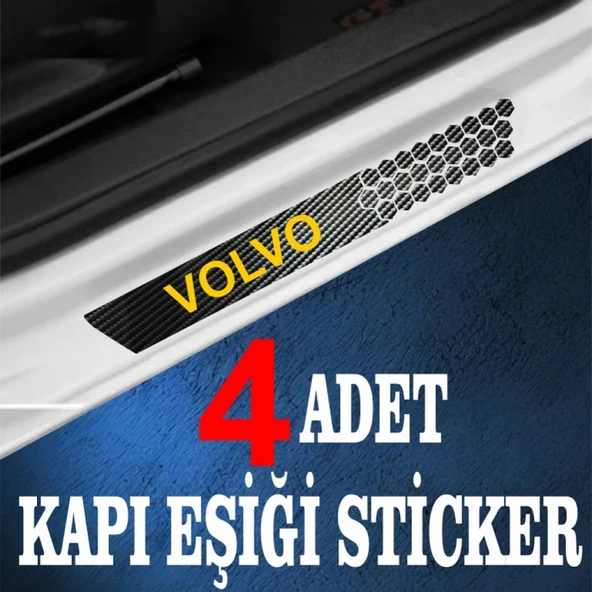 İndispensableyl Volvo özel Oto Kapı eşikleri Sticker Karbon 4 Adet - 2