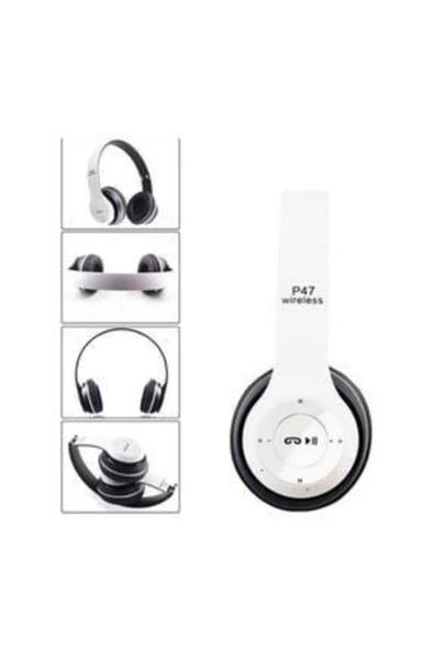 Wireless Kablosuz Bluetooth Kulaküstü Kulaklık Mp3 Güçlü Bass Beyaz - 2