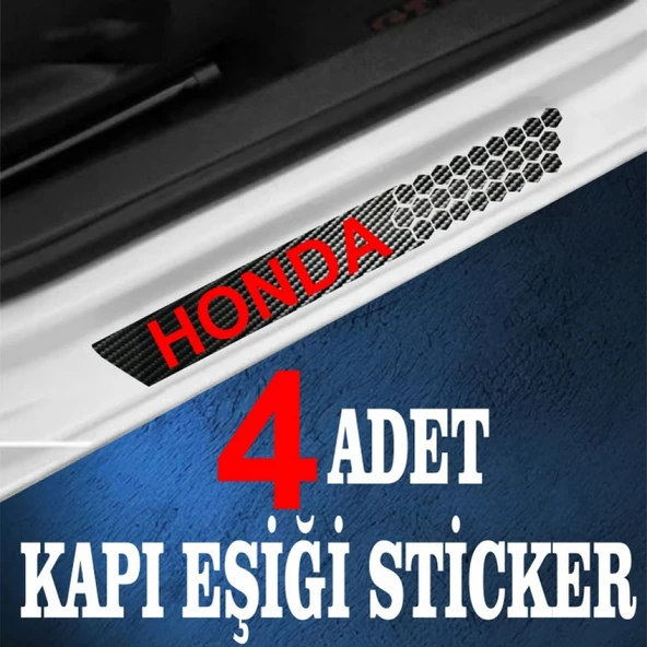 İndispensableyl Honda özel Oto Kapı eşikleri Sticker Karbon 4 Adet - 3