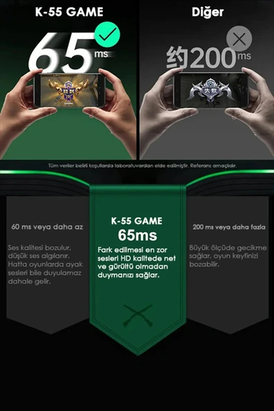 K55 Gaming Oyuncu Pubg Kulaklığı Işıklı Mikrofonlu Kablosuz Bulutut Kulaklık - Resim 3