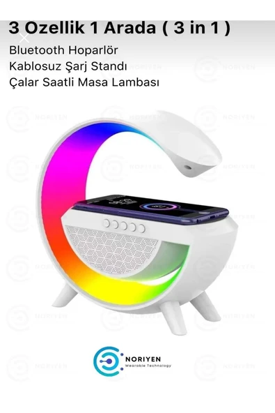 Bt 2301 Torled Kablosuz Masaüstü Hoparlörü Şarj Standı Çalar Saat Radyo Alarm G Şekil Müzik Makinesi - 2