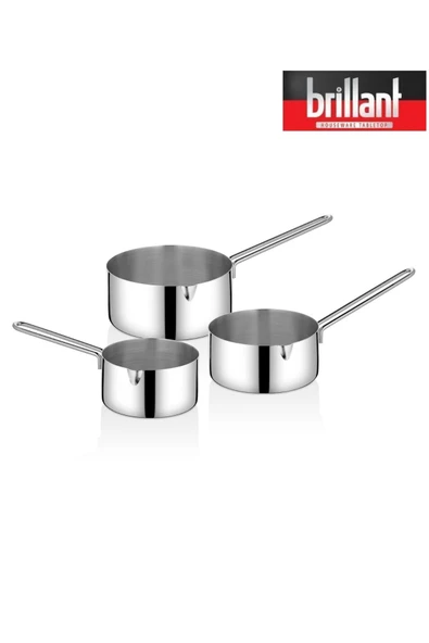 Alkaid Kaçerola 3'lü Çelik Set Sütlük-Sosluk 16/18/20 cm ürün görseli