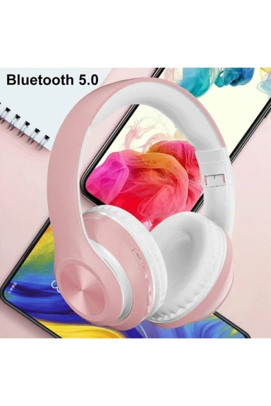 Bluetooth Kablosuz Stereo Kulaklık Pembe - Resim 4