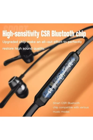 Mıknatıslı Spor Bluetooth Kulaklık 200 Saat Müzik - Resim 3