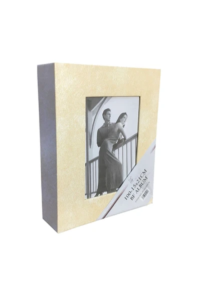 100lü 15x20cm Fotoğraf Albümü Beyaz - Deri Kaplı Foto Pencereli - Aile Resimleri Için Album - 2