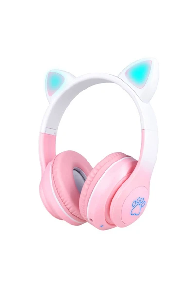 STN-28 Pro Kedi Kulaklı Tasarımlı RGB Işıklı Bluetooth Kulaklık-Pembe ürün görseli 1