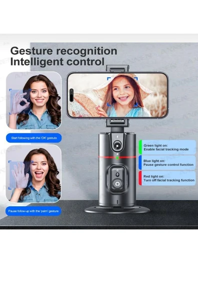 P02 Profesyonel 360 Derece Gimbal Öz Çekim Telefon Sabitleyici Video Çekimi Siyah - 2