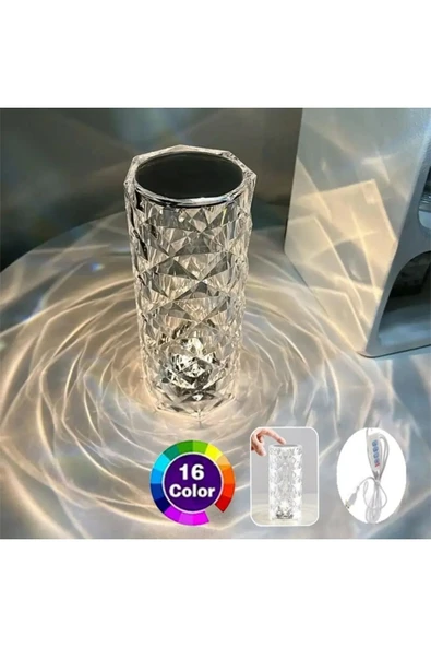 3D Elmas Kristal Şarjlı Dokunmatik Kumandalı Led Masa Lambası - 2