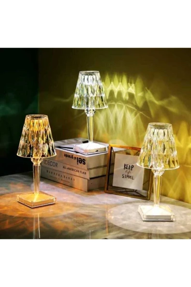 Projeksiyon Masa Lambası Kristal Elmas Led Dokunmatik Sensör Usb Şarj Masa Lambası Bar Restoran - 7