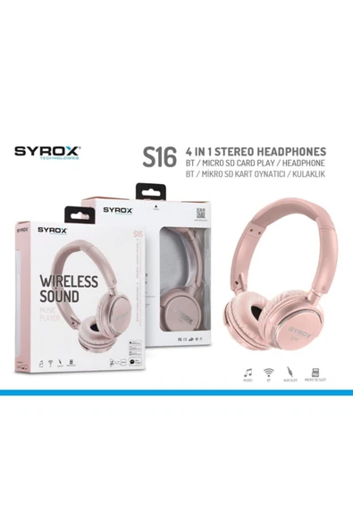 Pembe As16 Kablosuz Hafıza Kartlı Bluetooth Kulaküstü Kulaklık - 3