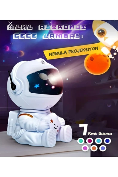 Astronot Projektör Gece Lambası Yıldız Galaxy Efekti - 5