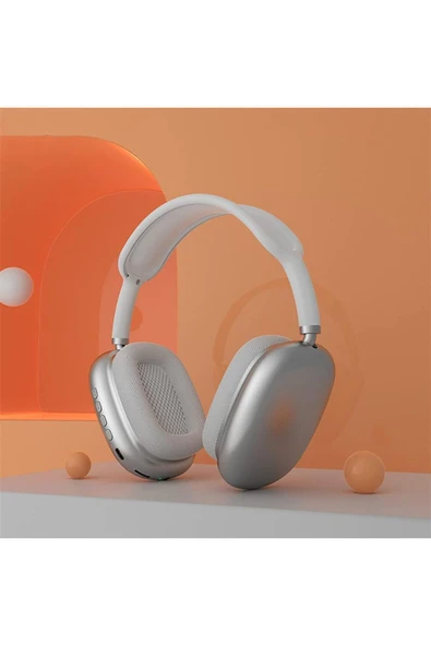 Samsung Galaxy Note 20 Ultra Uyumlu P9 Kablosuz Beyaz Kulaküstü Kulaklık - Resim 2