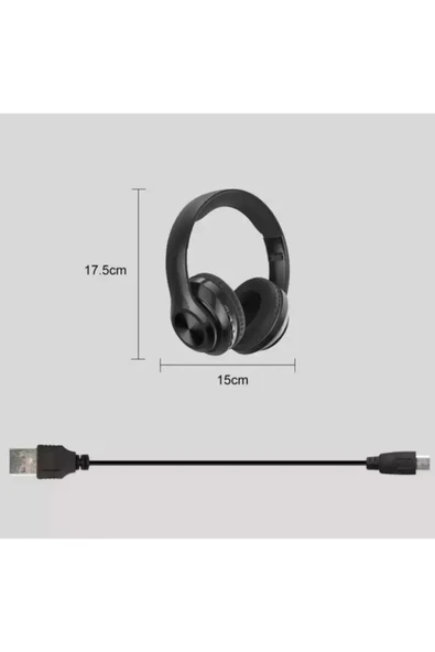 P68 Wıreless Headphone Bluetooth Kablosuz Stereo Kulaklık Pembe - Resim 7