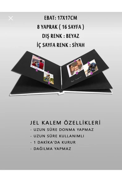 Fotoğraflı Anı Albümü Kare Anı Hatıra defteri 36 Adet 5x7 Fotoğraflı Hikaye Hatıra Albümü - 2