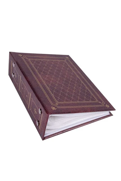 Deri Görünümlü Fotoğraf Albümü - 10x15 Bordo - Resim 2