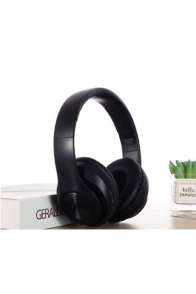 Siyah Macaron Set Bluetooth Kablosuz Stereo Kulaklık - 1