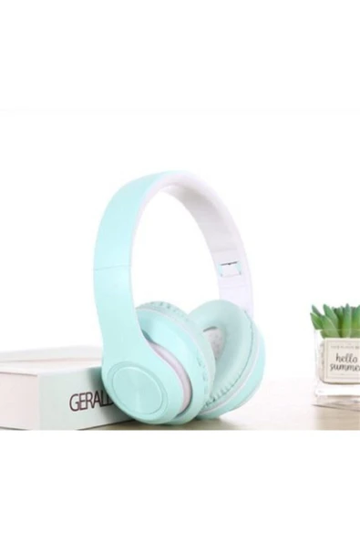 Unisex Mavi Macaron Set Bluetooth Kablosuz Stereo Kulaklık