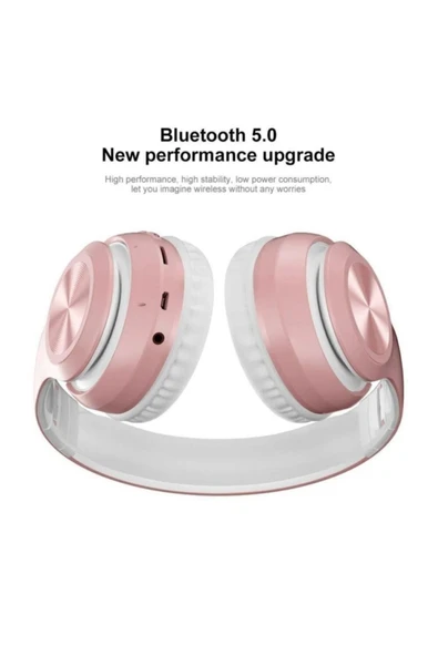 P68 Wıreless Headphone Bluetooth Kablosuz Stereo Kulaklık Pembe - Resim 2