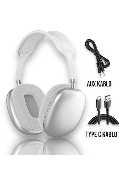 P9 Air Pro Max Kablosuz 5.0 Mikrofonlu Aux Kablolu Bluetooth Kulaklık Android Ve Ios Uyumlu 5.0 - Resim 2