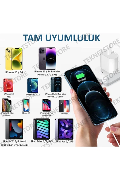 Iphone Tüm Serilerle Uyumlu Hızlı Şarj 120 W Aleti Adaptör Kablo Plus 6 7 8 X 11 12 13 Pro Max - Resim 2