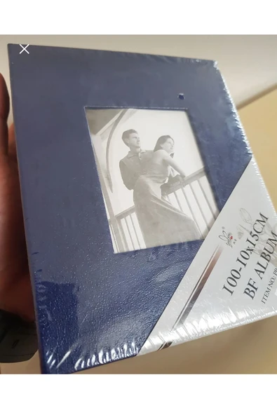 Lacivert 100lü 10x15cm Fotoğraf Albümü - Deri Kaplı Foto Pencereli - Aile Resimleri - Resim 3