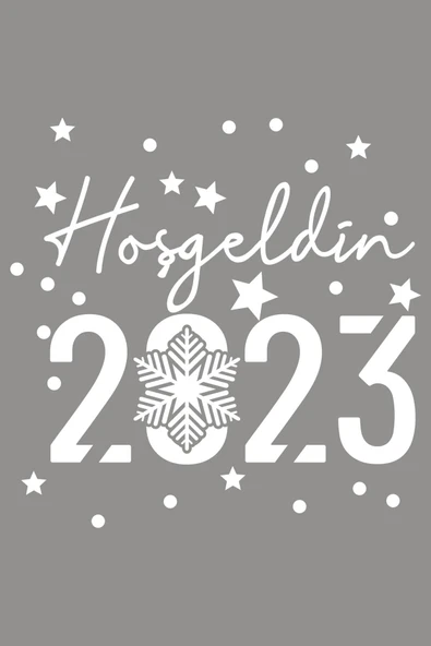 İndispensableyl El Yazısı Ile Hoşgeldin 2023 Yazısı Ve Kar Tanesi Vitrin,cam Mağaza Süslemeleri (70x60cm) - 2