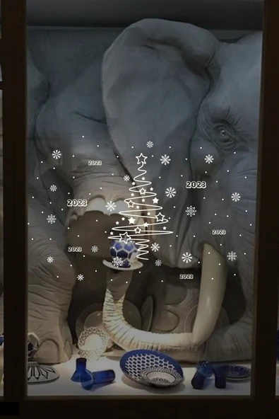 İndispensableyl Yılbaşı Happy New Year Çıkartma Süsü ÖZEL Yıl Süsü Parti Cam Süsü Noel Ağacı Kar Tanesi ürün görseli