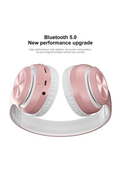 Bluetooth Kablosuz Stereo Kulaklık Pembe - Resim 6