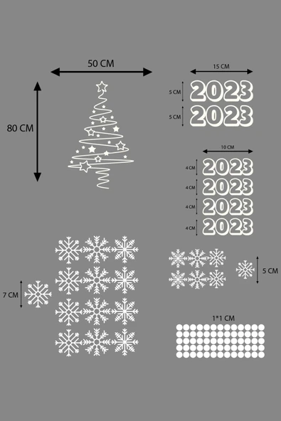 İndispensableyl Yılbaşı Happy New Year Çıkartma Süsü ÖZEL Yıl Süsü Parti Cam Süsü Noel Ağacı Kar Tanesi - Resim 3