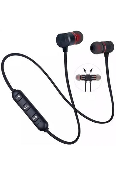 Pro Sport Kablosuz Mıknatıslı Mikrofonlu Bluetooth Kulaklık Siyah ürün görseli 1