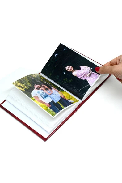 Deri Görünümlü Fotoğraf Albümü - 10x15 Bordo - Resim 4