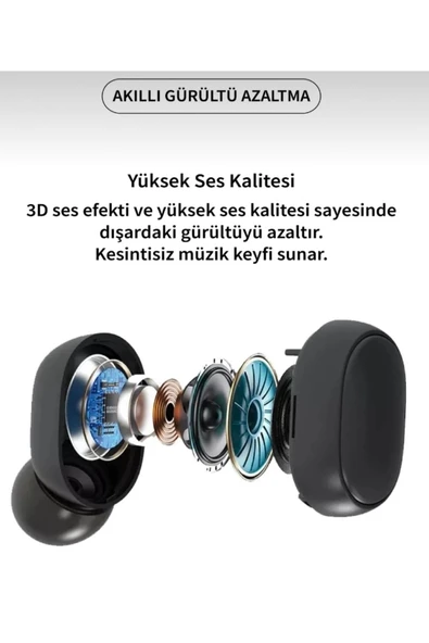 Siyah Airdotspro Ledli Şarj Göstergeli 5.0 Bluetooth Kulaklık - 3