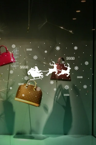 İndispensableyl Yılbaşı Happy New Year Çıkartma Süsü ÖZEL Yıl Süsü Parti Cam Süsü Noel Ağacı Kar Tanesi ürün görseli